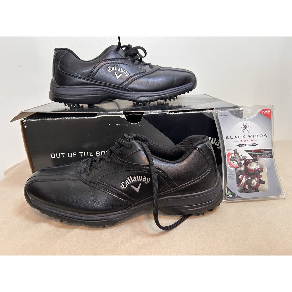 Callaway XTT Hot II Men's Size 9.5 Golf Shoes Black With Pack Of Cleats